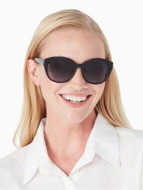 Kate Spade Outlet Matera Black Cat Eye Sunglasses with Green Case
